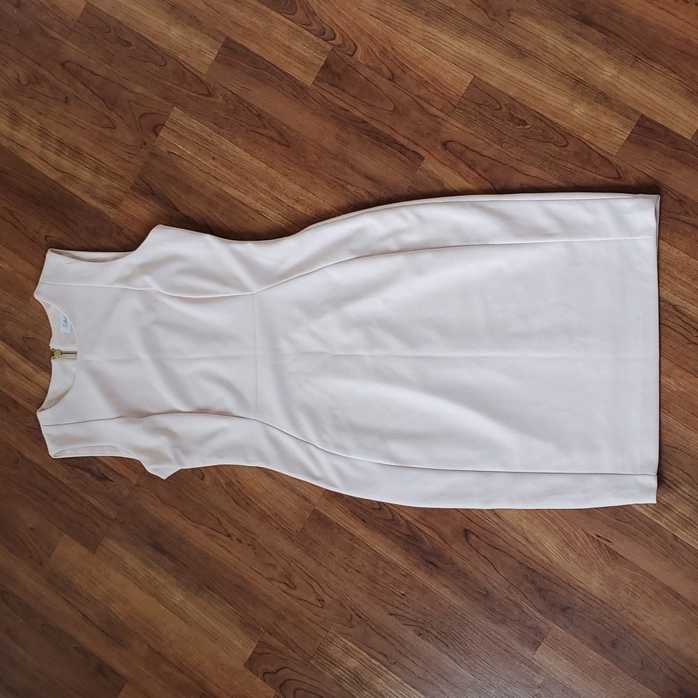 Calvin Klein Ivory Sleeveless Midi Dress